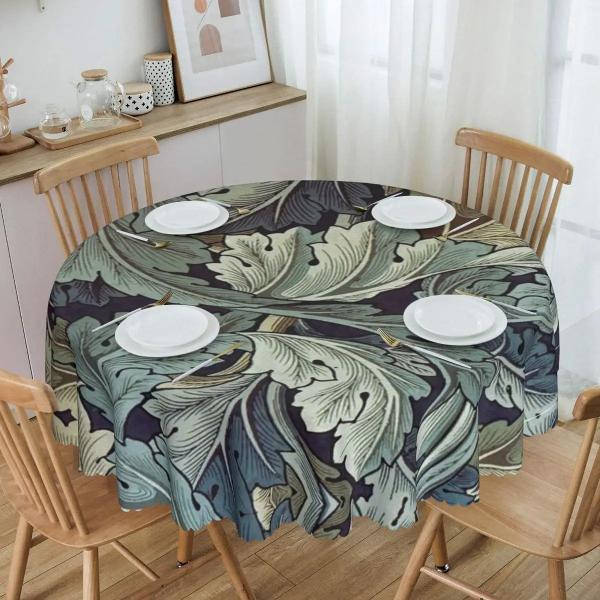 

Round Acanthus By William Morris Tablecloth Waterproof Oil-Proof Table Cover 60 inch Textile Pattern Table Cloth
