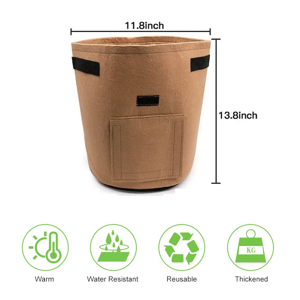 7 Gallon Grow Bag Breathable Felt Fabric Planting Pot with Reinforced Handles and Access Flap Tomato Potato Vegetable Plant Bag