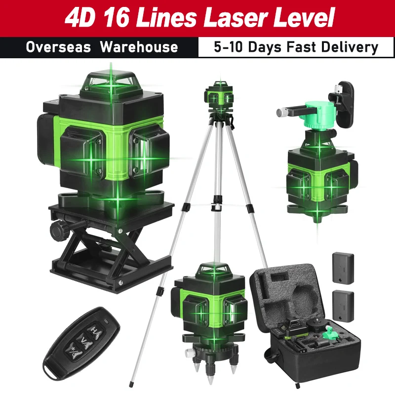 Multifunctional 4D 16 Lines Laser Level 3° Self-leveling Machine USB Lithium Battery Leveling Tool with Adjustable Tripod Stand