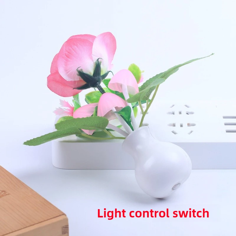 LED Colorful Flower Lamp Night Light EU/US Plug Luminous Lamp Sensor Home Bedroom Decoration Fancy Lighting Plant Nightlight