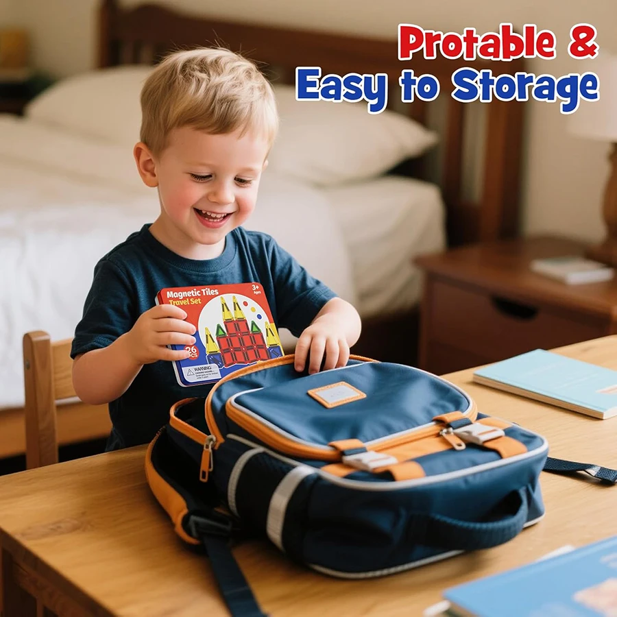 Carreaux magnétiques jouets pour tout-petits blocs de construction magnétiques pour enfants jouets jeux STEM jouets éducatifs jeu sensoriel voyage ensemble pour tout-petits