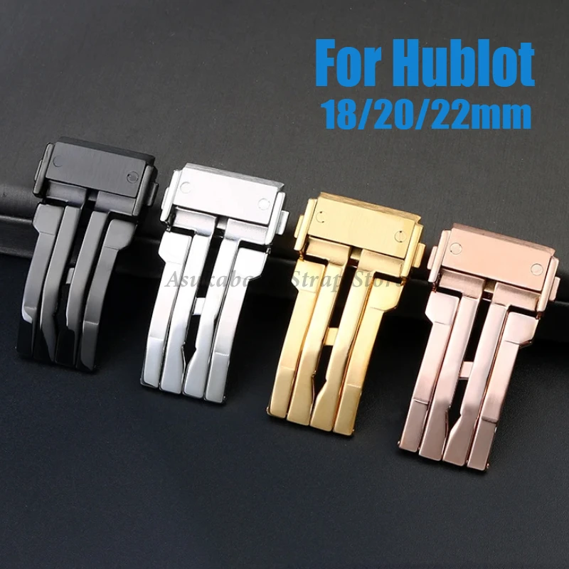 Solid Stainless Steel Buckle 20 22mm for Hublot Big Bang Men Women Leather WatchBand Matel Folding Buckle Accessories with Tool