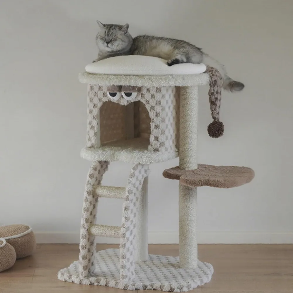 برج قطط حديث داخلي مع سلم تسلق ومركز أنشطة ومنزل لعب للقطط والقطط