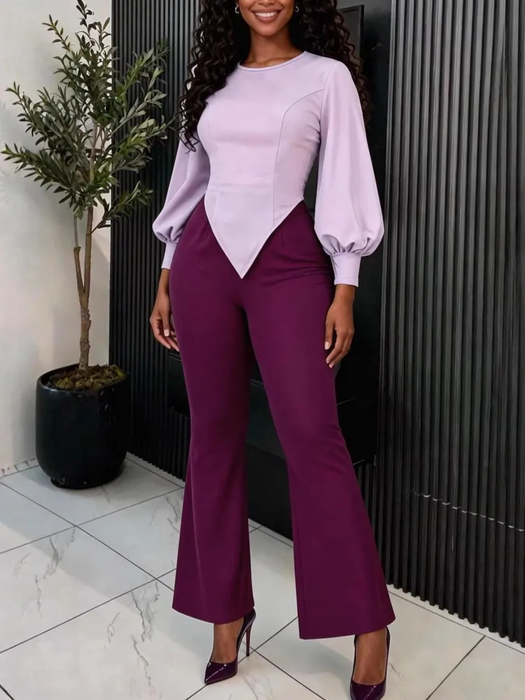 

Комплекты женской одежды из двух предметов, новинка 2026 года, весна-лето, комплекты-двойки, топ с длинным рукавом и брюки, костюмы, наряды, одежда