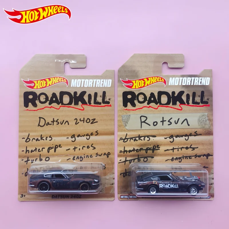 1/64 Original Hot Wheels Roadkill Co-Branded Series Datsun 240Z Alloy Collectible Vehicle Model Room Ornament Birthday Toy Gifts