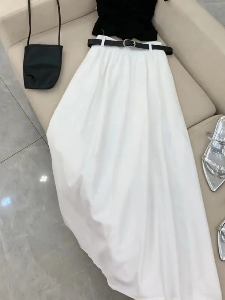 Ele Bla T-irt Skirt Set Women's Faion Summer 2025 Simple Unique High-End Feelings Clete Look by Single Court