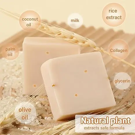 Handmade Rice Milk Soap Leaves Skin Smooth Effectively Exfoliates Suitable for Bathing Shaving