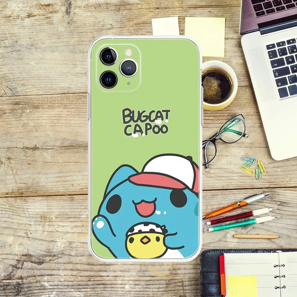 Blue Bugcat Capoo Phone Case For iPhone Apple 15,14,13,12,Mini,11,Pro,Max,Plus,X,XR,XS,8,SE,2020,Plus Transparent Cover