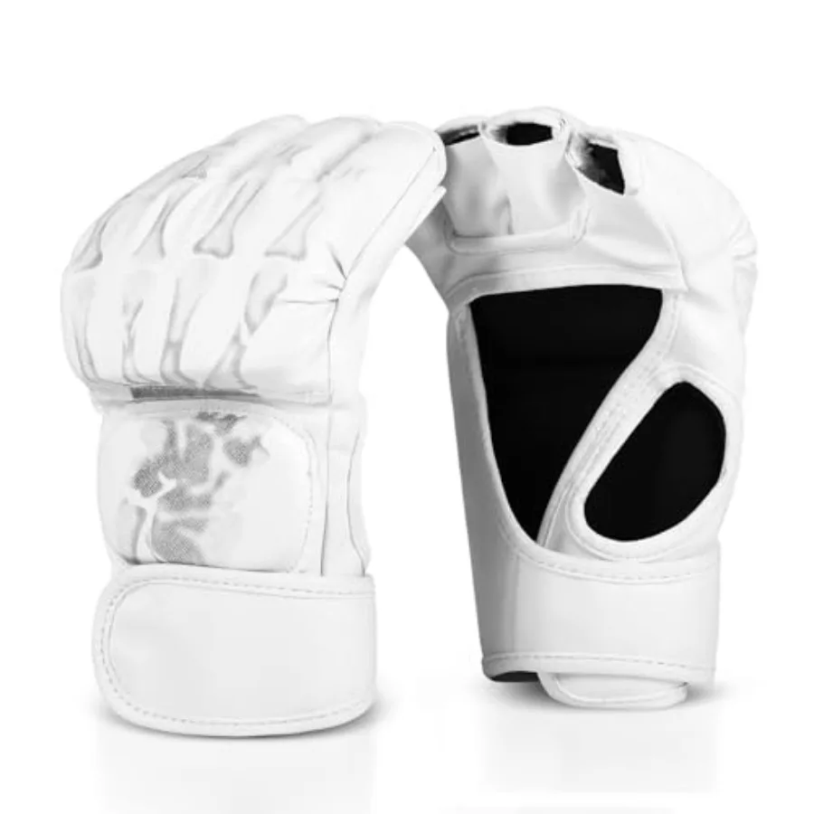 

MMA Gloves Fingerless Boxing Gloves for Men Women and Teen Youth, UFC Grappling Krav MAGA Kickboxing Gloves for Training Punchi