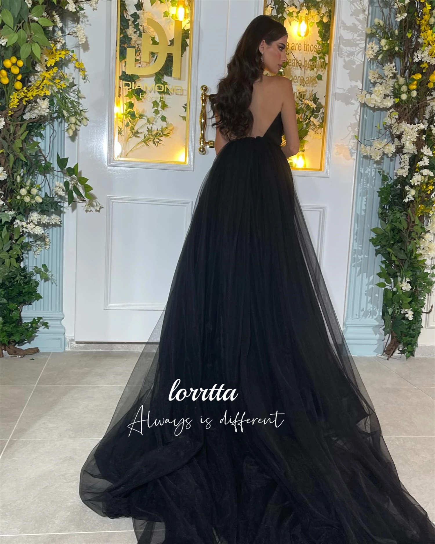 Lorrtta vestido de festa de casamento preto fishtail corte graça vestidos de noite gala robe soiree de luxe vestidos de festa فسات evimavera