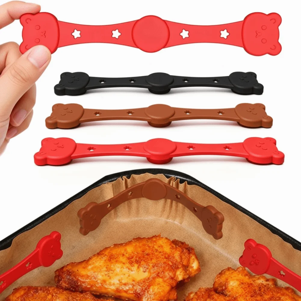 Silicone Air Fryer Magnets Cute Cat Shape Non-Scratch Design Magnetic Parchment Paper Holder Heat Resistant Reusable