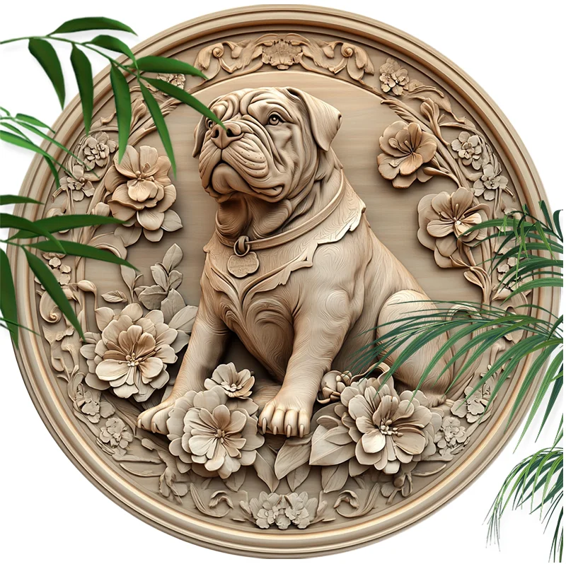 

Customizable English Bulldog Aluminum Pet Ornament - Circular Decorative Painting, Perfect Pet Souvenir Tombstone for Christmas