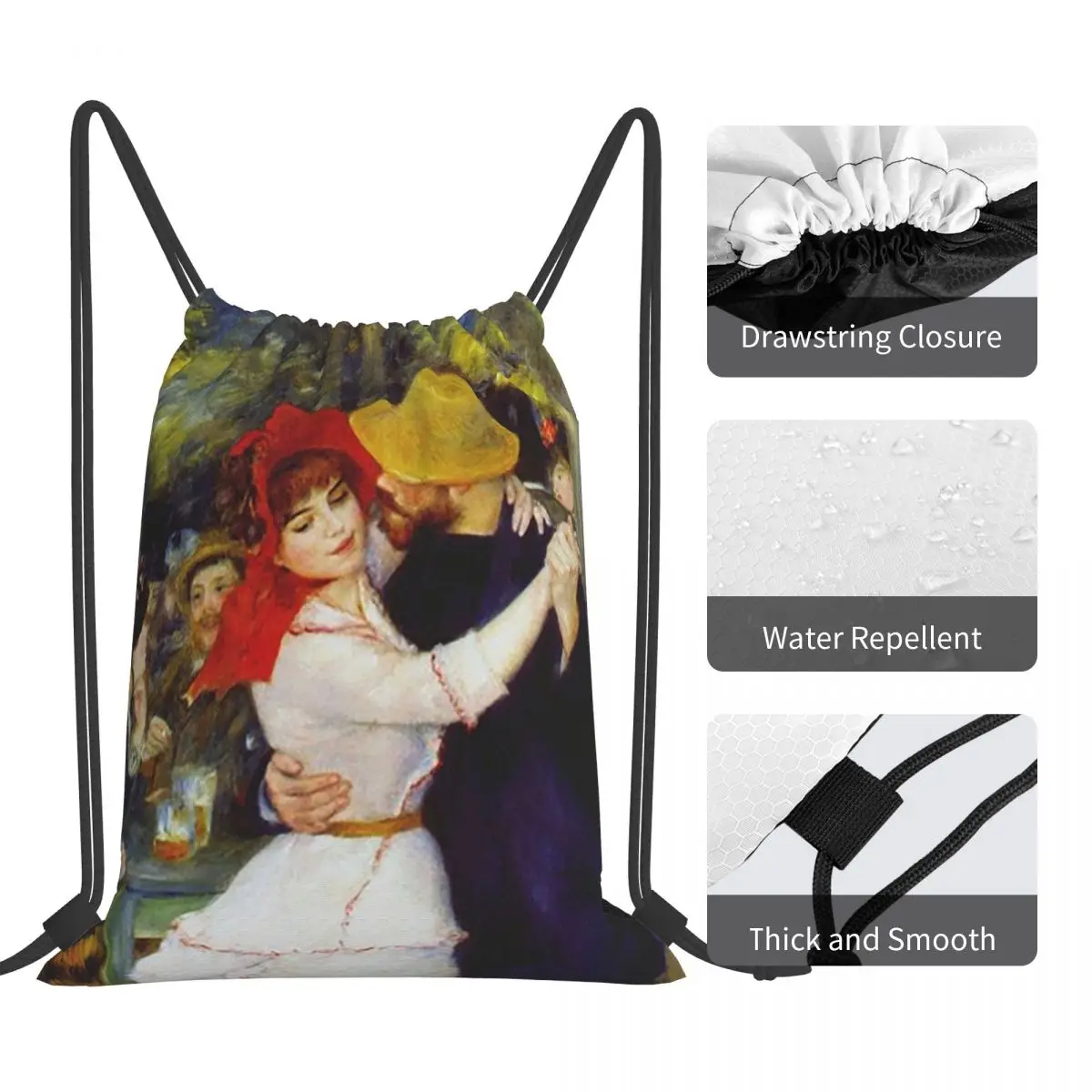 Auguste Renoir - Dance At Bougival 1883 zaini borse con coulisse coulisse Bundle Pocket Shoes Bag Book Bags studenti di viaggio