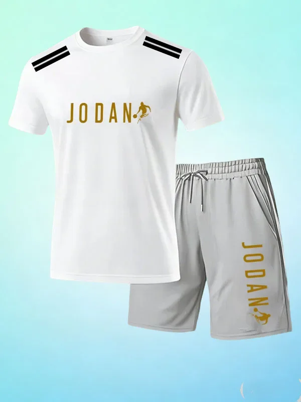 New Men's Sportswear Short Sleeved T-shirt and Sports Shorts Summer Casual Jogging Pants Set Men's Two-piece Set