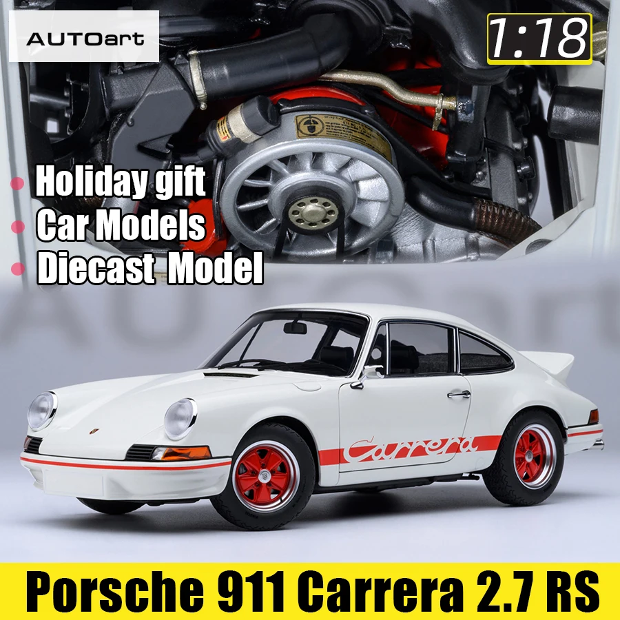 AUTOART 1/18 Porsche 911 Carrera 2.7 RS (Grand Prix White with Red stripes) Static display holiday gift collection  78030