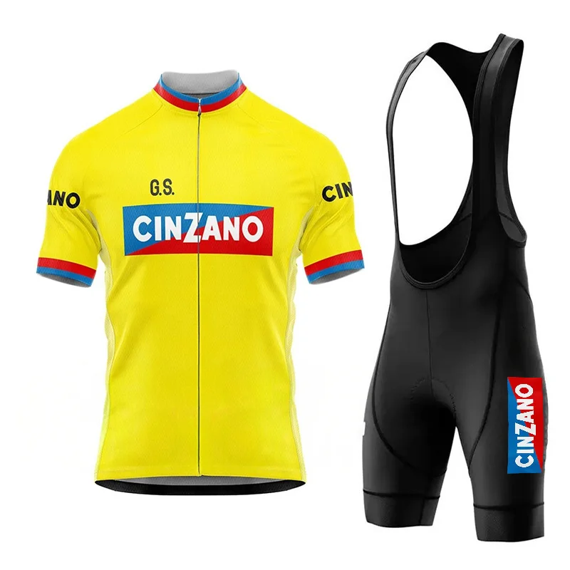 Camisetas de ciclismo Cinzano, ropa de ciclismo retro para hombre, conjuntos de ropa de ciclismo de verano, ropa de ciclismo transpirable