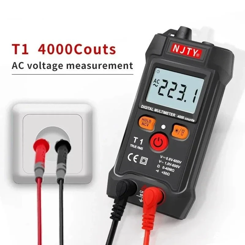 Smart Mini Digital Multimeter Tester RMS 4000 Counter Automatic Range Test Voltage Continuity Resistance NCV Household