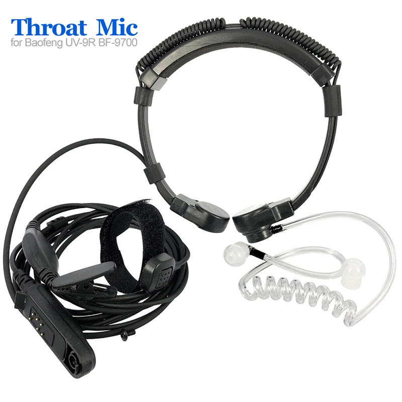 Transparent Air Ducts for Clear Sound Transmission For Baofeng Compatible Throat Microphone for Walkie Talkies