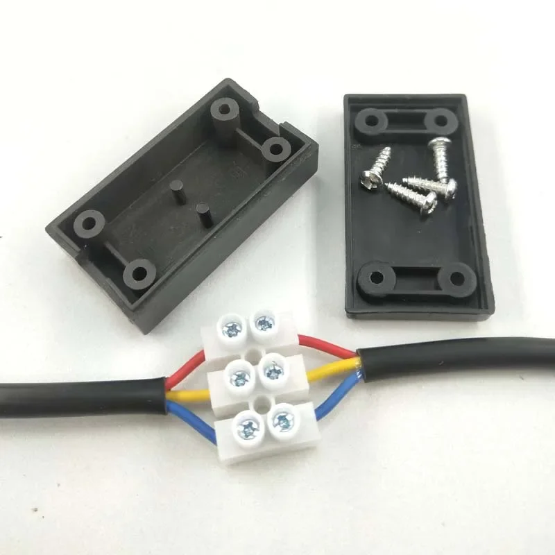 Black White Three-Position Terminal Strip Junction Box Dustproof Flame Retardant Insulation PA8 Terminal Screws Included