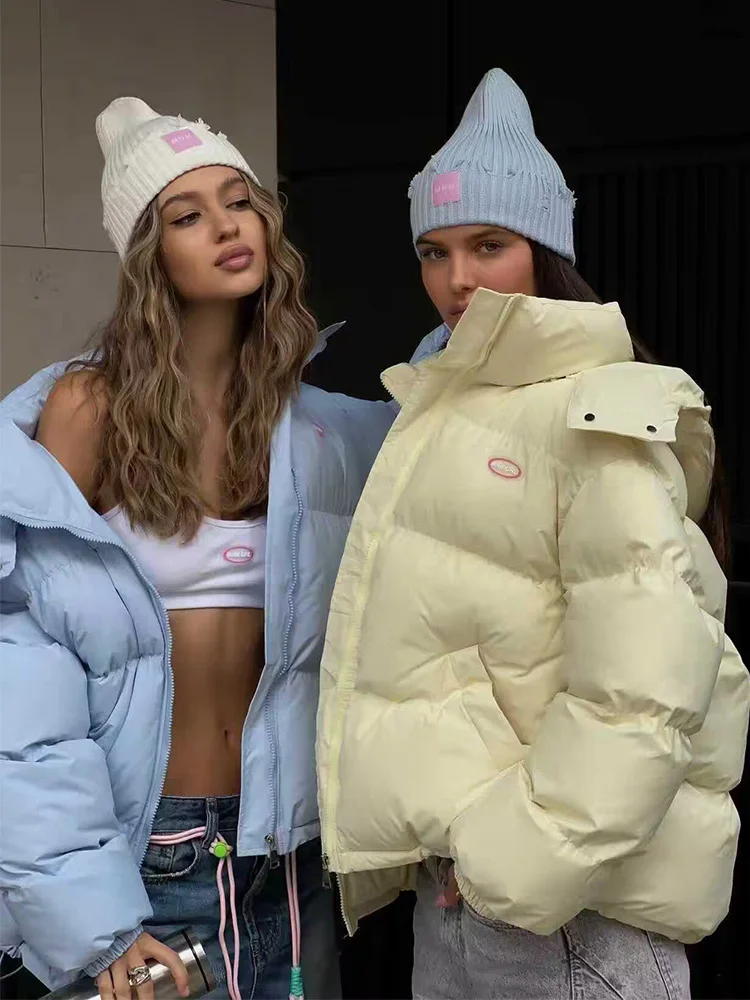 

HH Trendy Woman Long Sleeves Pockets 4-Color Solid Coats Winter Woman Zipper Drawstring Detachable Hooded Warm Cotton-padded