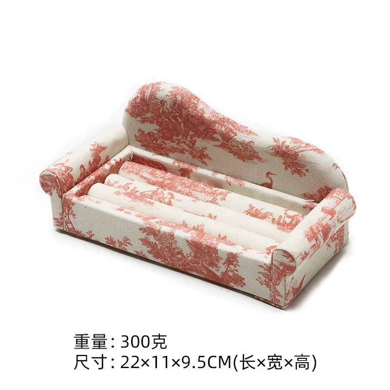

Vintage Jewelry Display Tray for Rings Necklaces Earrings linen Sofa shape jewelry Storage case watch bracelet display tray