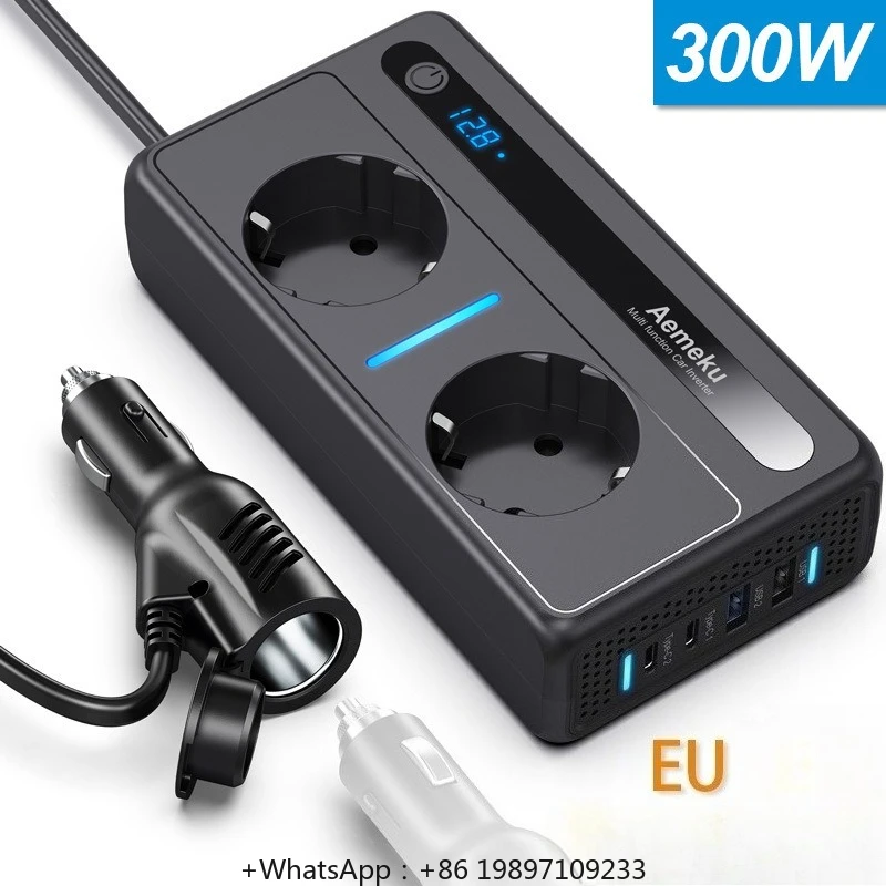 

New hot-selling 300W multi-function power station with digital display 12V/24V to 230V European vehicle inverter