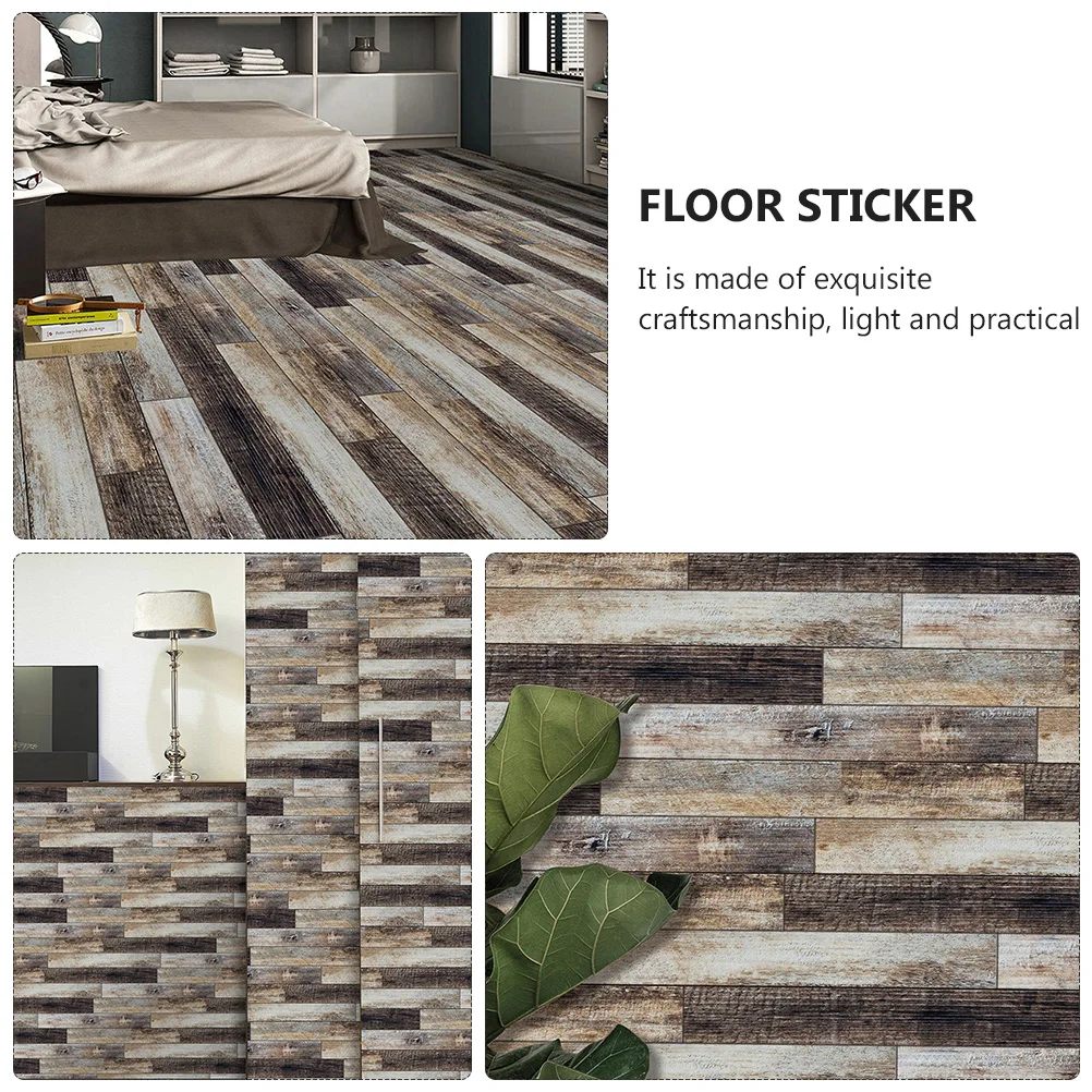 

1pc Wood Grain Floor Sticker Pvc Waterproof Flooring Adhesive For Living Room Bedroom Wall Home Renovation Decor Background