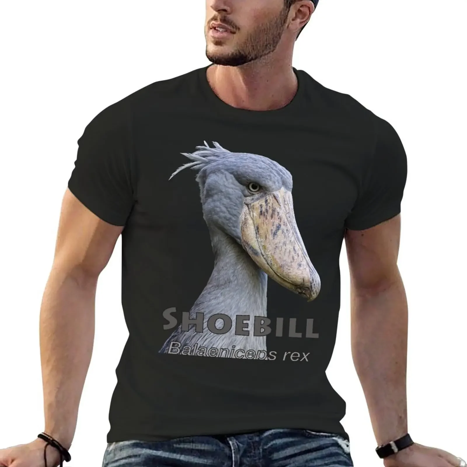 

Футболка Shoebill, топы, винтажная одежда, рубашка на заказ, мужские футболки с аниме, высокое качество