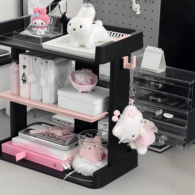 Ins Multi-Layer Desktop Storage Rack Stationery Book Shelf Organizer Student Dormitory Action Figure Storage Rack Dolls Decor