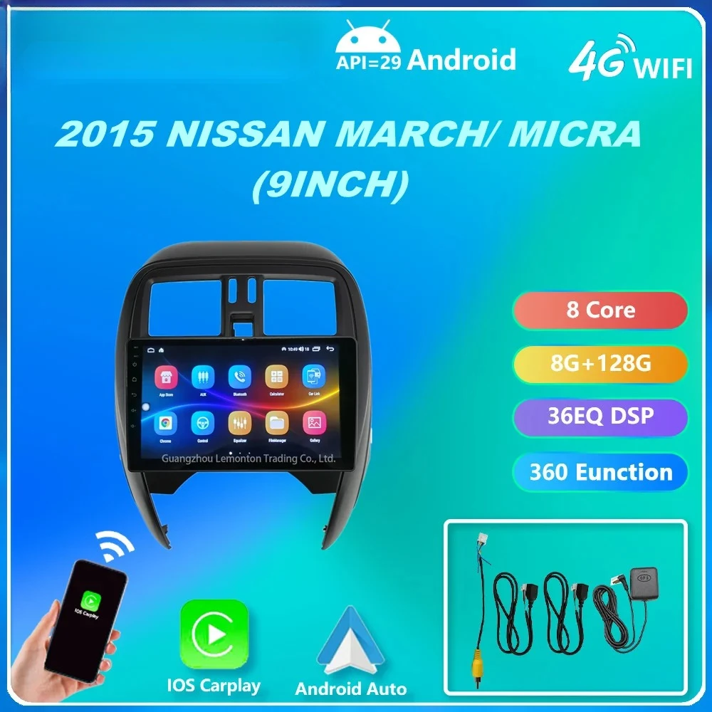 For NISSAN MARCH/MICRA 2015 9inch QLED Screen Headunit Device Double 2 Din Car Stereo GPS Navigation Android Car Radio