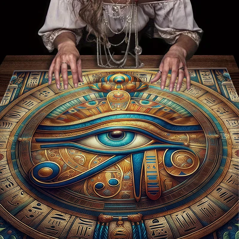 Tarot Clothes for Table Tarot Cloth Neutral 1-Piece Ancient Egyptian Eye of Horus tablecloth and card mats for Tarot, Magic,