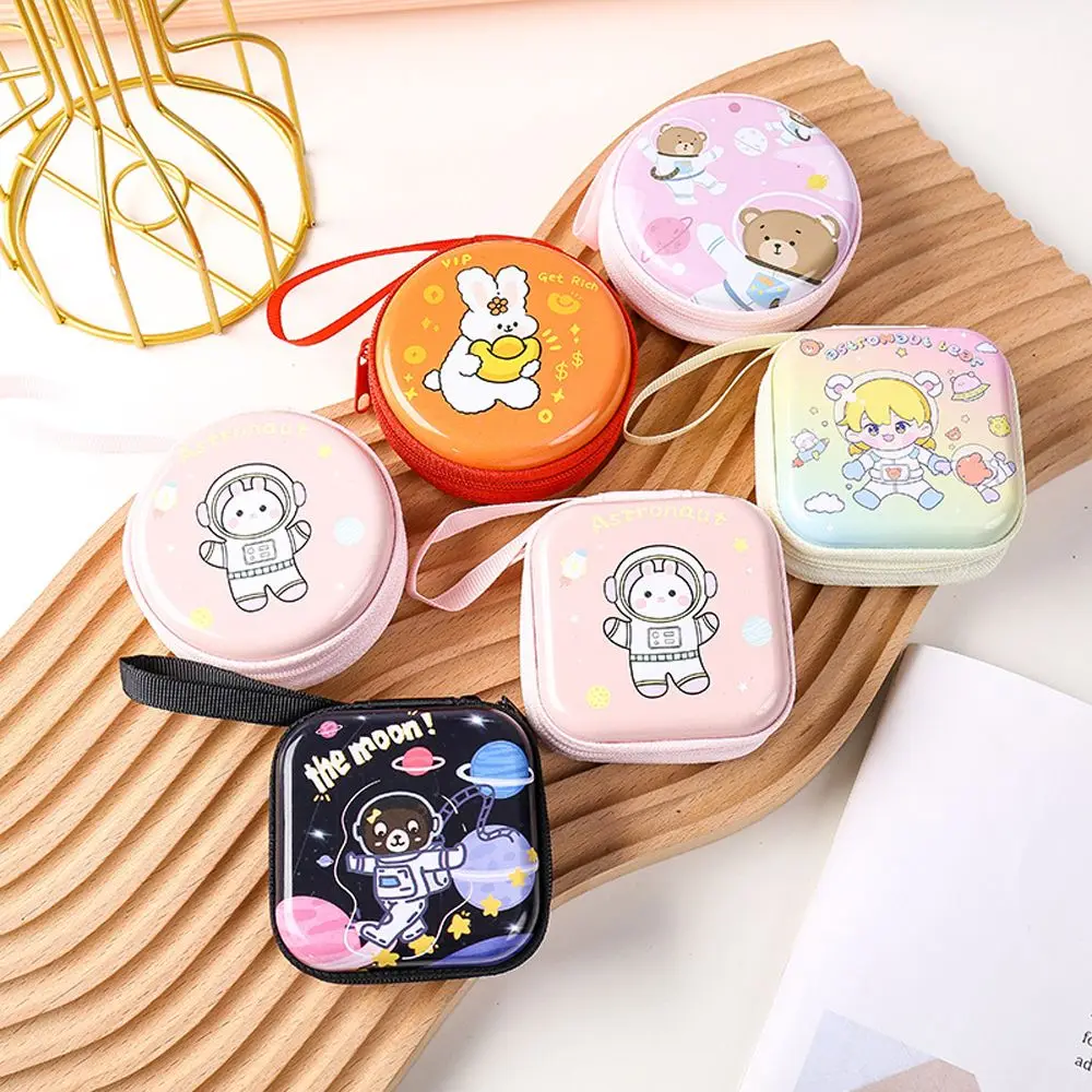 Tinplate USB Cable Organizer Students Headset Bag Kids Bunny Gift Earphone Storage Bag Headphone Case Coin Purse Earbuds Box