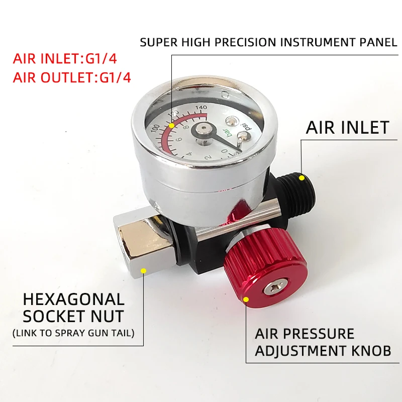 

Spray Gun Tail Gauge Air Pressure Regulator Valve Mechanical Regulator Inlet Table