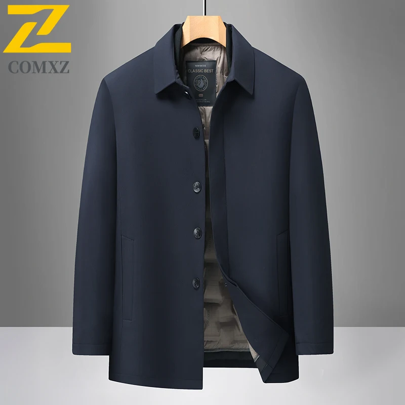 COMXZ Men Down Jacket Comfort Commute Office Cold Resistant Puffer Coat Premium Detachable Inner Layer Lightweight Winter Coat