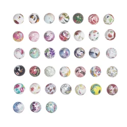 10Pcs New Flower Fruit Print Silicone Beads Round Focal Beads For Jewelry Making DIY Pen Bracelet Keychain Handmade Accessories