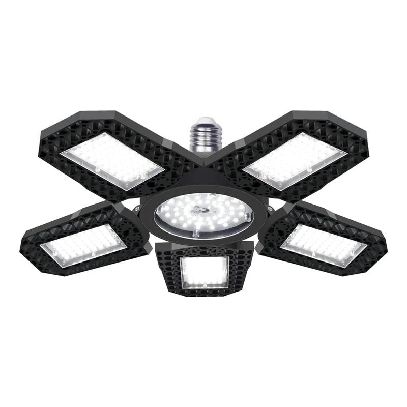 

LED Garage Light, Deformable LED Garage Ceiling Lights With 5 Adjustable Panels, E27 LED Shop Lights 3000LM 30W