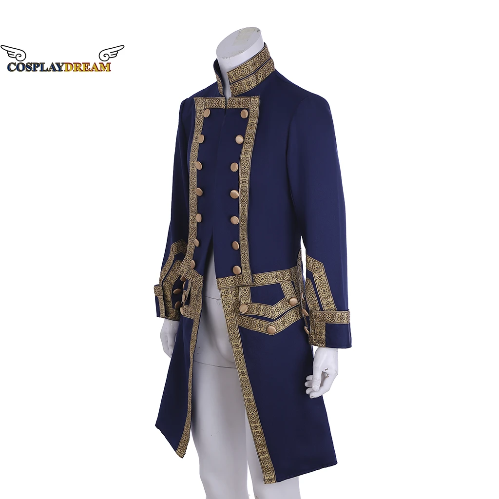 Adult Men Victorian Coat Costume Blue Tuxedo Halloween Cosplay Costume Tailcoat Gothic Steampunk Trench Frock Outfit Overcoat