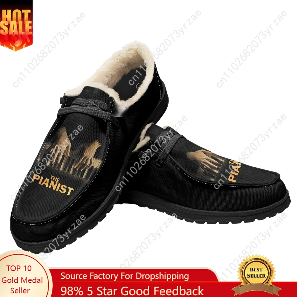 

The Pianist Velvet Flat Shoes Mens Womens Warm Shoe Indoor Outdoor Light Shoe Personalized Fashion Print Customize Couple Shoes