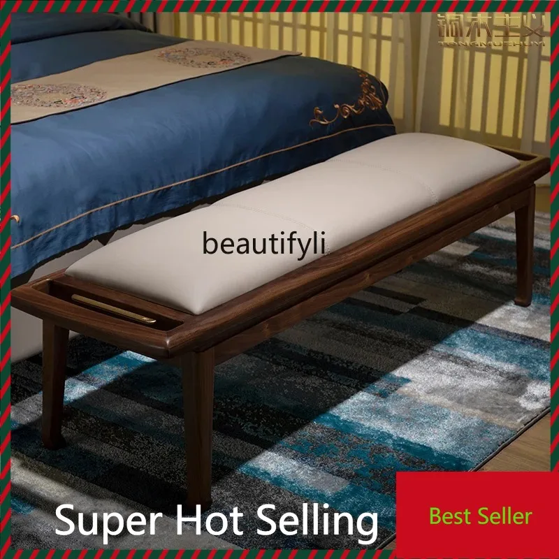 K132 North American black walnut solid wood bed top layer cowhide soft bag new Chinese bedroom furniture