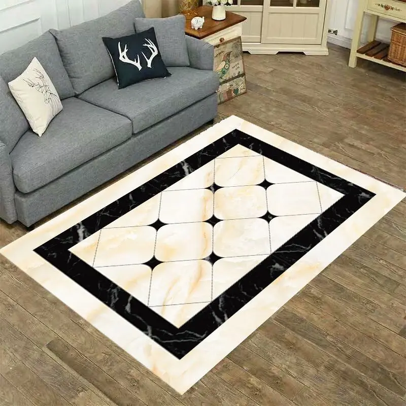 

Modern Living Room Geometric Carpet Light Luxury Porch Decorative Carpets Home Bedroom Bedside Soft Rug Bathroom Non-slip Rugs