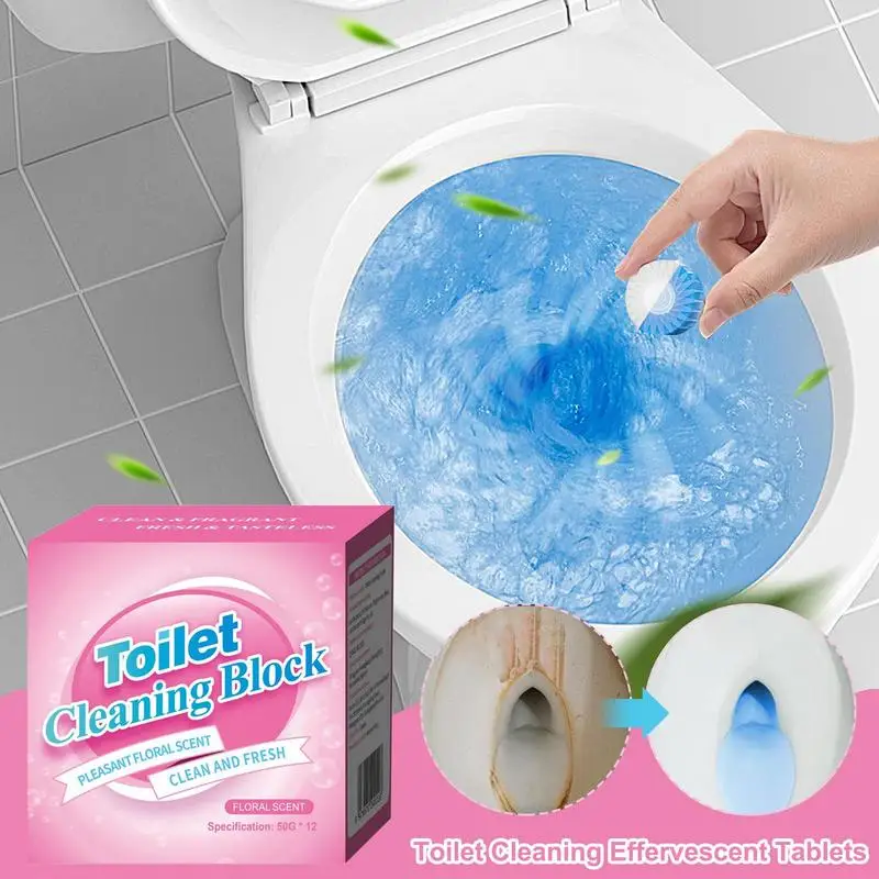 Automatic Toilet Bowl Cleaner Scented Automatic Toilet Cleaning Blocks 12X Household Toilet Cleaner Toilet Bowl Cleaning Tablet