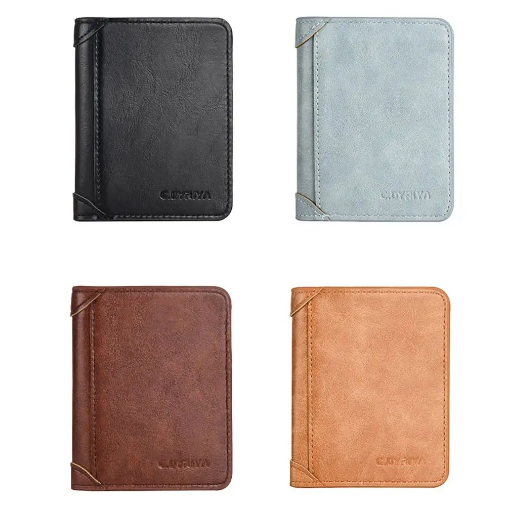 Bolsa elegante masculina pu carteira dobrada bolsa carteira grande capacidade bolsa de embreagem de negócios cartão marca moeda bolsa id titular do cartão de negócios