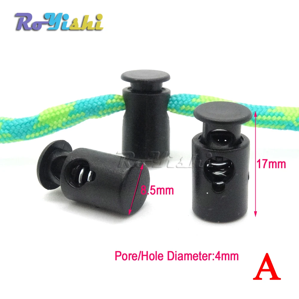 10 Pcs/Pack Cord Lock Toggle Clip Stopper Plastic Black For Bags/Garments