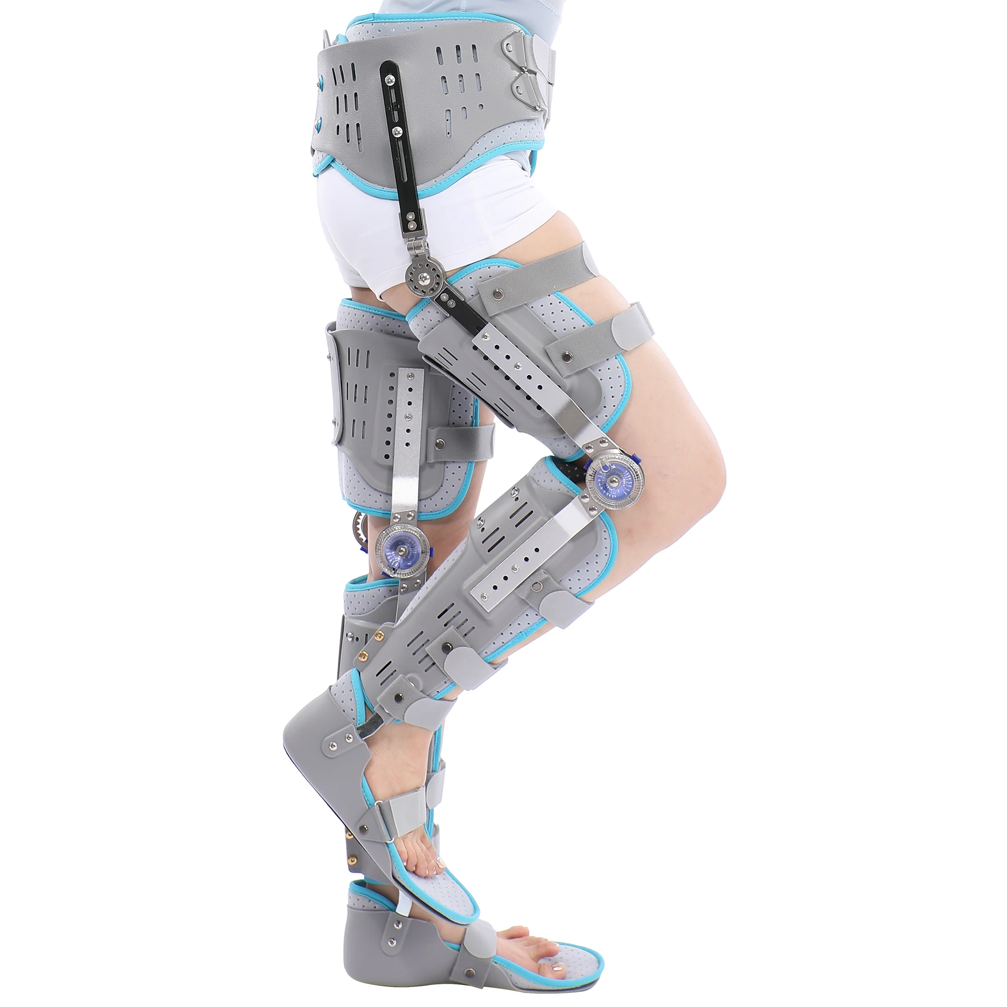 Adjustable Durable Ankle Foot Orthosis with Hip Sacral Waist Knee Joint Fixation Bracket Reusable Rehabilitation Equipment