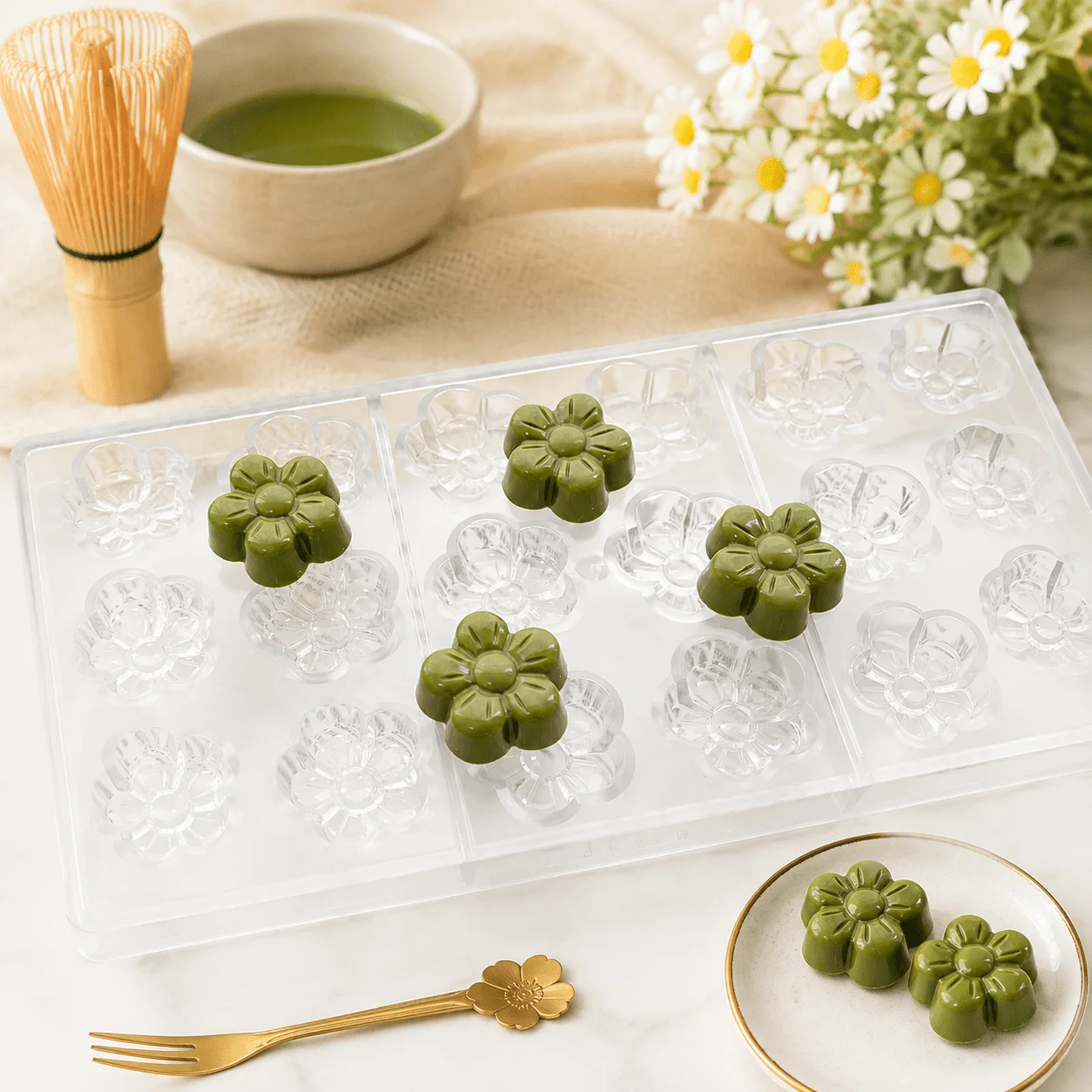 18‑Cavity Flower Shape Clear Hard Plastic Mould, Food‑Grade DIY Baking Tool for Chocolate Jelly Candy Ice view 2