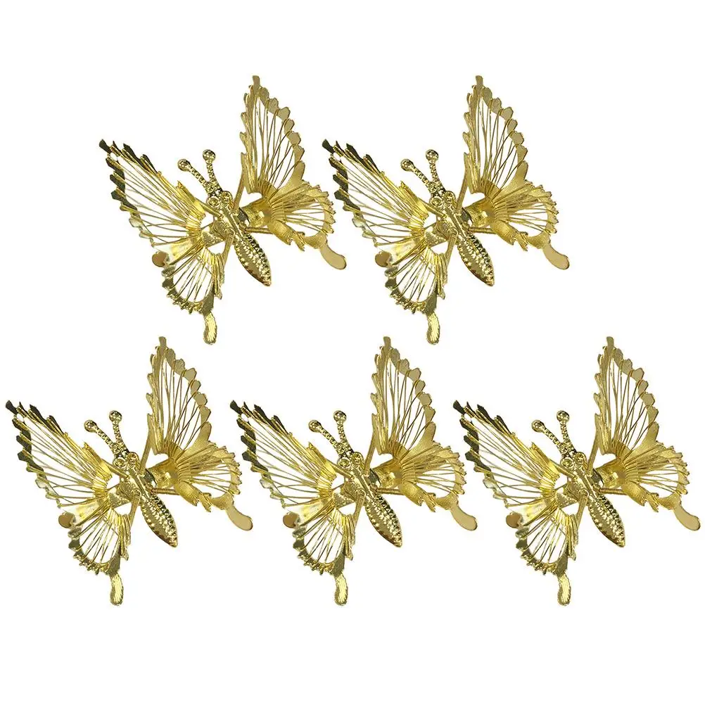 

5pcs Duckbill Clips Headdress Elastic Metal Unique Barrettes Hair Accessories Women Girls Butterfly Decor Bright Luster Fix