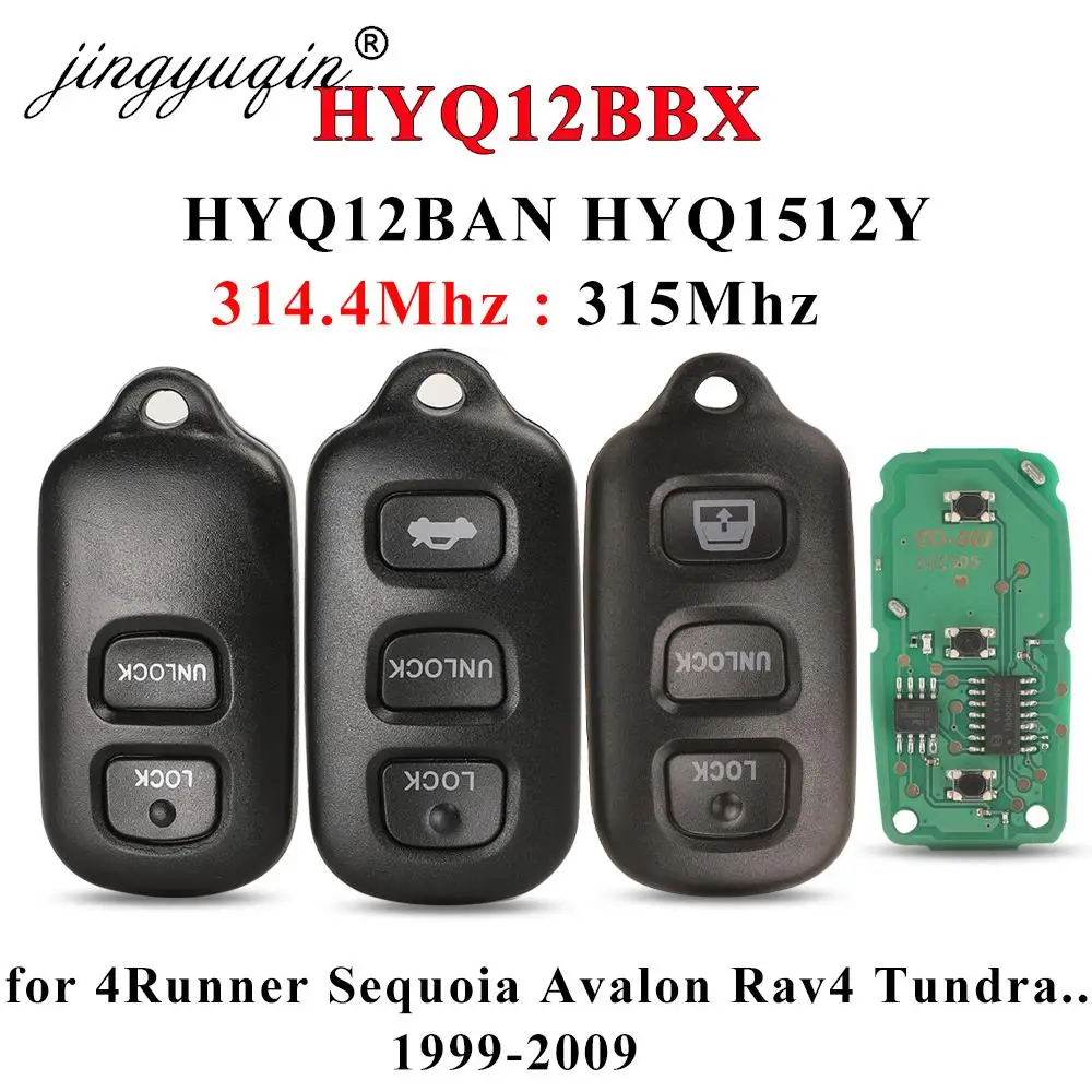 Jingyuqin HYQ12BBX HYQ12BAN HYQ1512Y zdalny kluczyk do samochodu 314.4Mhz dla Toyota 4Runner Sequoia Avalon Rav4 Tundra 1999 - 2009