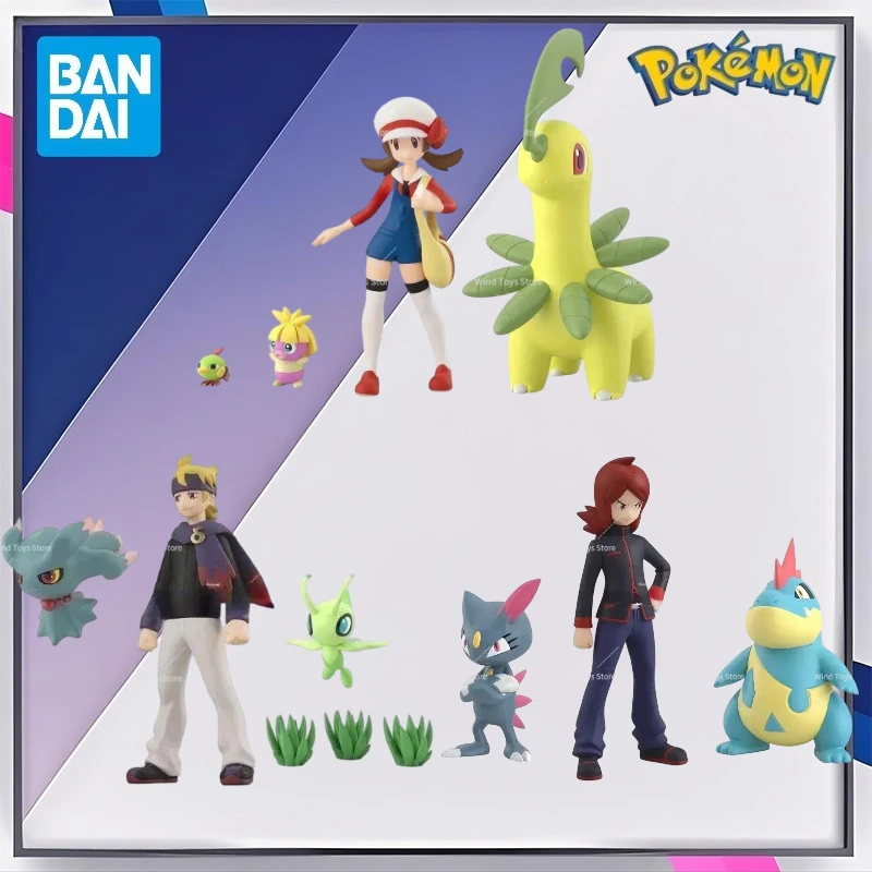 

Bandai оригинальные весы World POKEMON Johto Region Kotone Bayleef Silver Croconaw Morty Celebi аниме фигурки игрушки для детей подарок