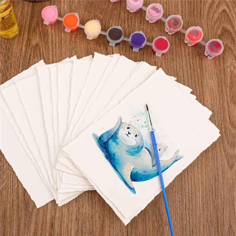 ABVG-ورق أبيض مصنوع يدويًا 25 قطعة ورق ألوان مائية 300 جرام في المتر المربع، لبطاقات المعايدة دهان داي 15.2 × 10.2 سم