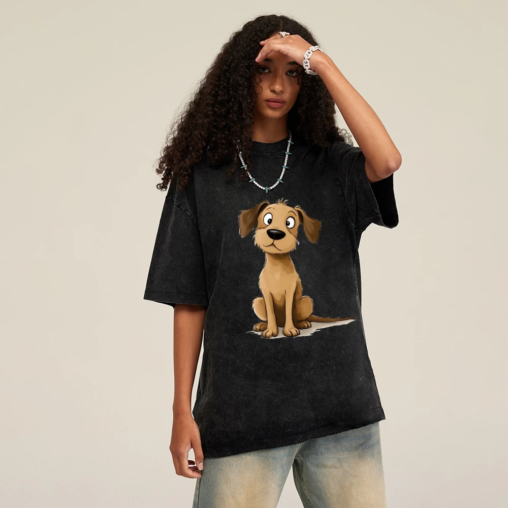 

Vintage European And American Style Distressed Printed T-shirt Loose Fit Summer Unisex Street Cool Versatile Short-sleeve Top